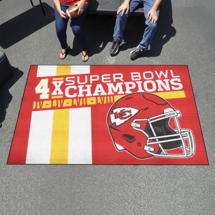 59.5" x 94.5" Kansas City Chiefs 4x Super Bowl Champs Dynasty Red Ulti Mat