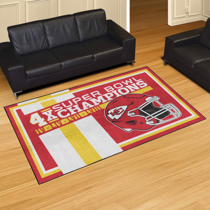 5' x 8' Kansas City Chiefs 4x Super Bowl Champs Dynasty Red Rectangle Rug