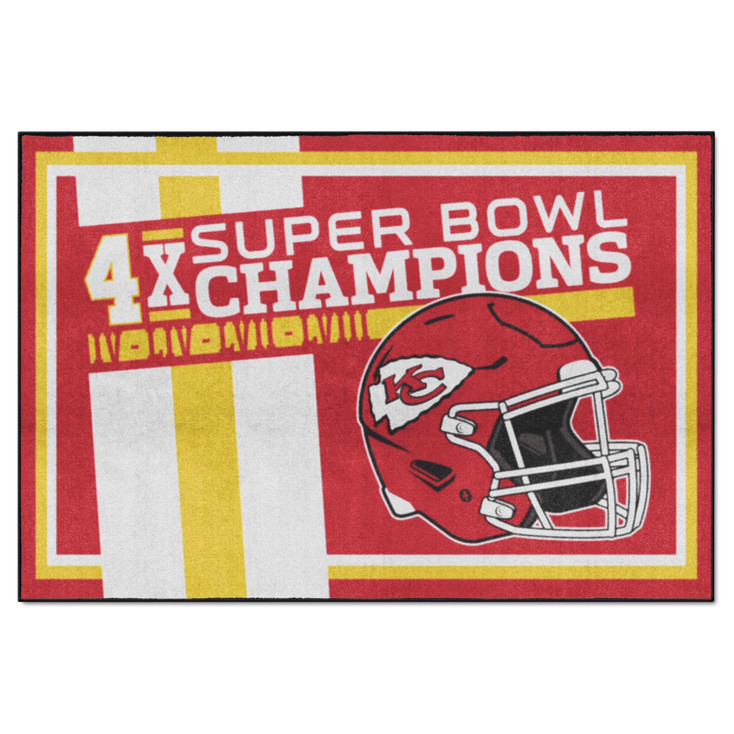 5' x 8' Kansas City Chiefs 4x Super Bowl Champs Dynasty Red Rectangle Rug