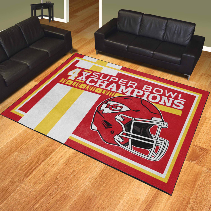 8' x 10' Kansas City Chiefs 4x Super Bowl Champs Dynasty Red Rectangle Rug