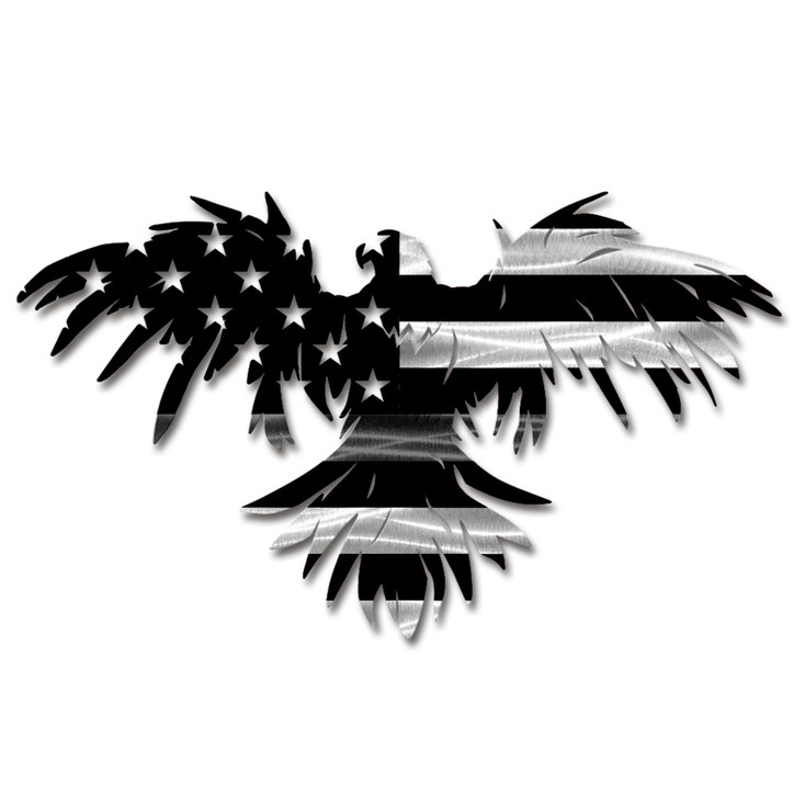 Thin Gray Line Corrections Rising Eagle with American Flag Metal Wall Art