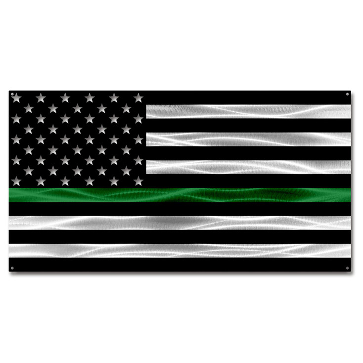 Thin Green Line Military American Flag Metal Wall Art