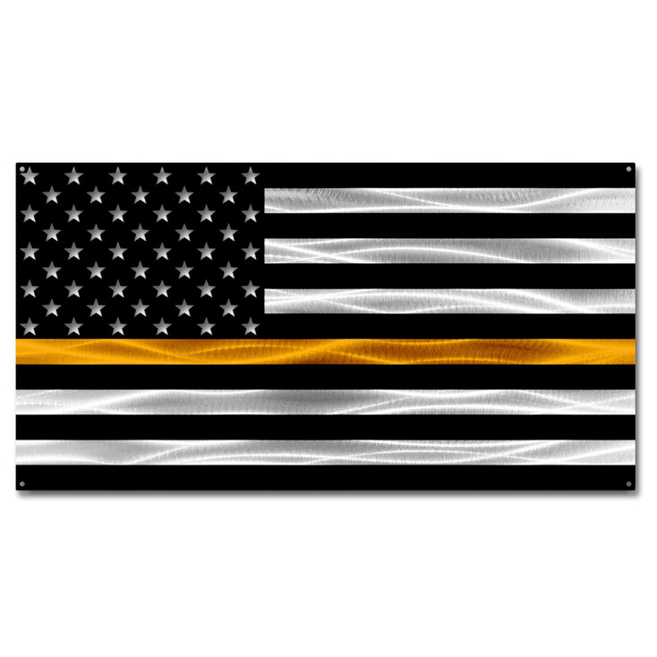 Thin Gold Line Dispatch American Flag Metal Wall Art