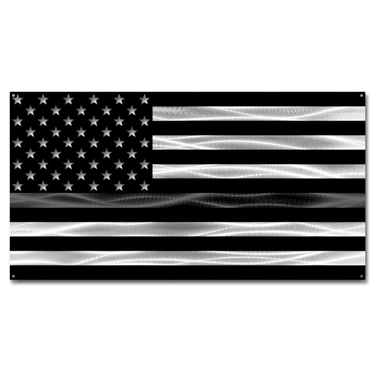 Thin Gray Line Corrections American Flag Metal Wall Art