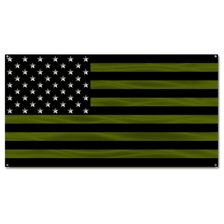 Tactical Green American Flag Metal Wall Art