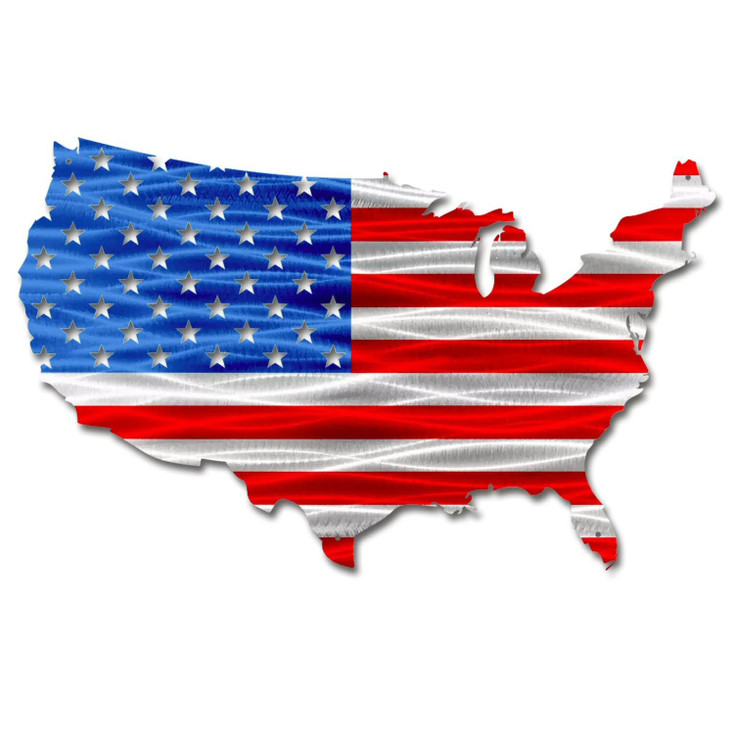 Colorful USA Map Flag Metal Wall Art