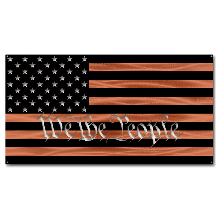 Black & Copper American Flag with "We the People" Metal Wall Art