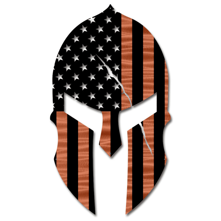 Black & Copper American Flag Spartan Helmet Metal Wall Art