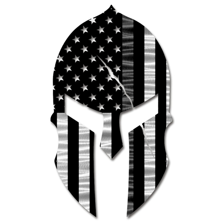 Thin Gray Line Corrections American Flag Spartan Helmet Metal Wall Art