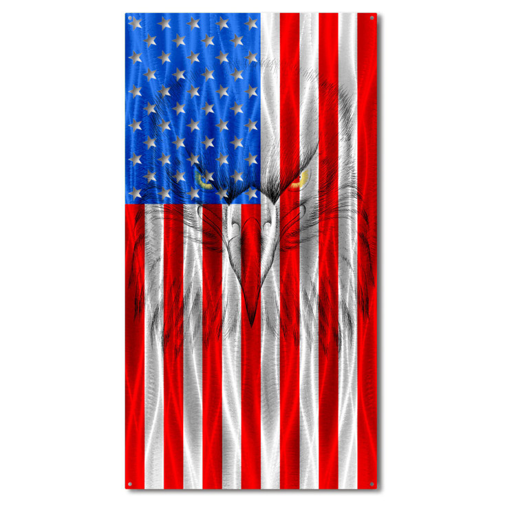 Colorful American Flag with a "Ghost Eagle" Metal Wall Art