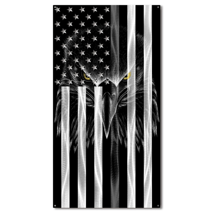 Thin Gray Line Corrections American Flag with a "Ghost Eagle" Metal Wall Art