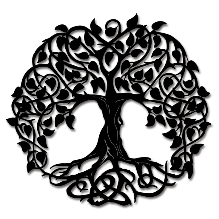 Black Tree of Life with Black Leaves Metal Wall Art