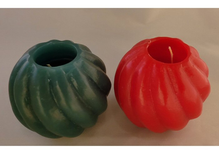 3" Red and Green Holiday Ornament Candles, Set of 6