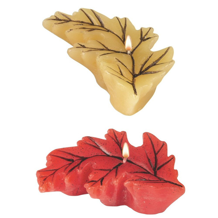 Red and Yellow Fall Leaf Candle Floats Floating Candles, Set of 12