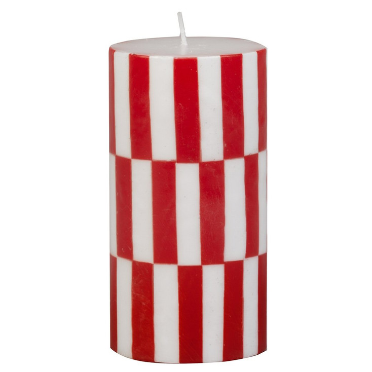 6" Christmas Party Stripes Pillar Candles, Set of 6