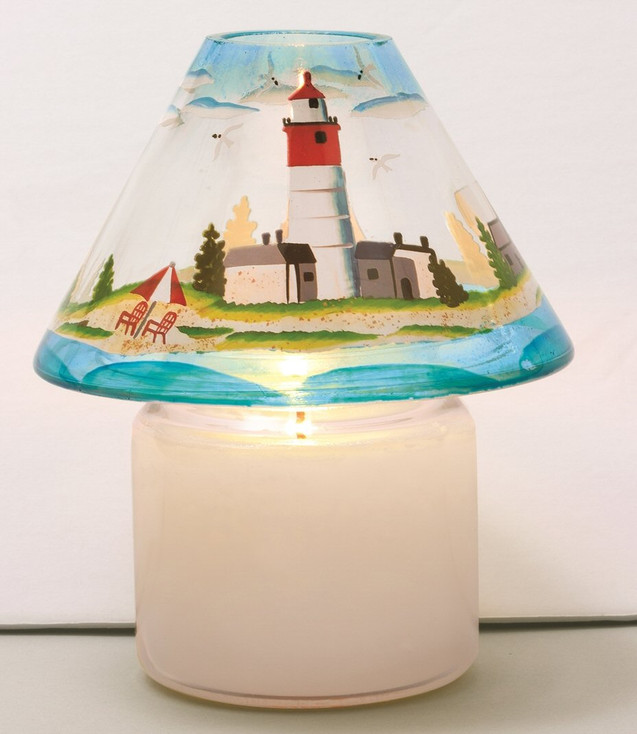 Seashore Scene Hand Painted Glass Jar Shades, Set of 4