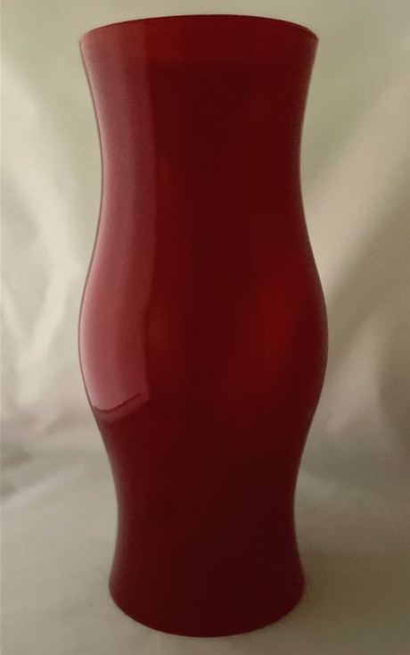 12" Ruby Red Glass Hurricane Candle Holders, Set of 2