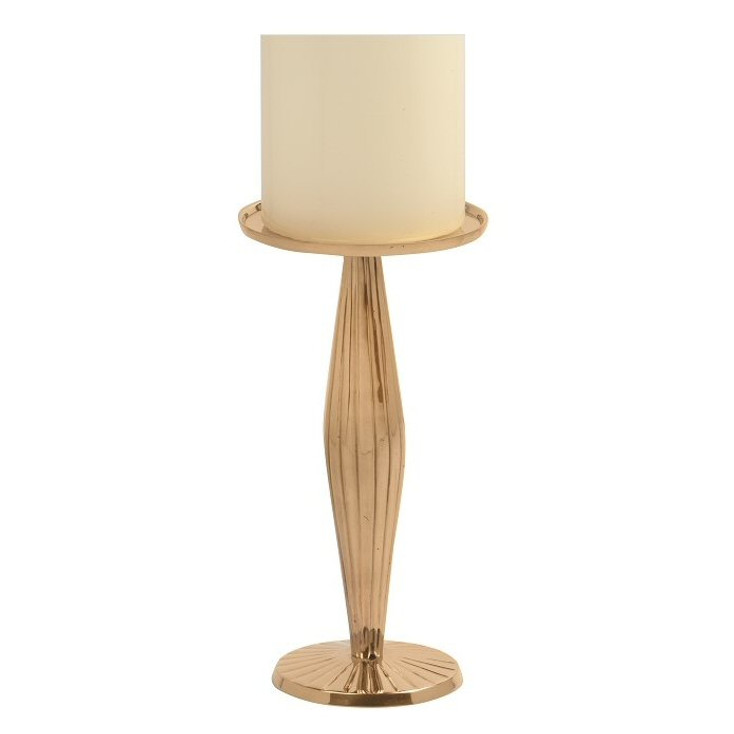 7" Sunburst Brass Pillar Candle Holder