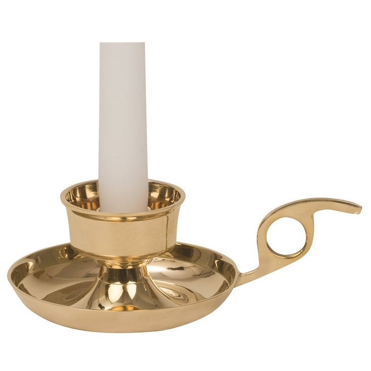 2.25" Classic Brass Chamberstick Taper Candle Holder