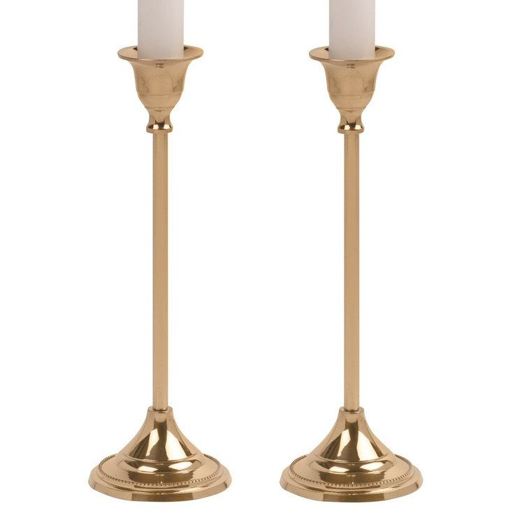 9" Brass Taper Candlestick Candle Holders, Set of 2