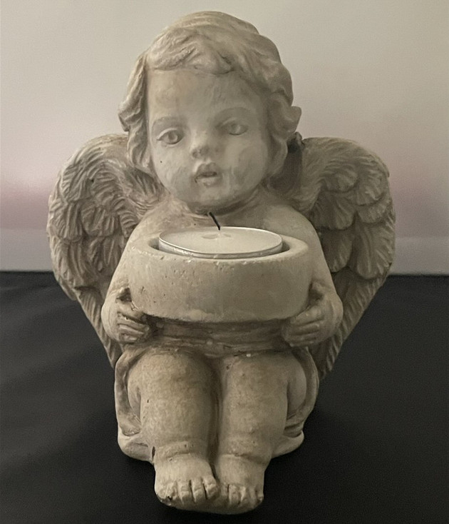 5.5"H Stone Angel Tea Light Candle Holder