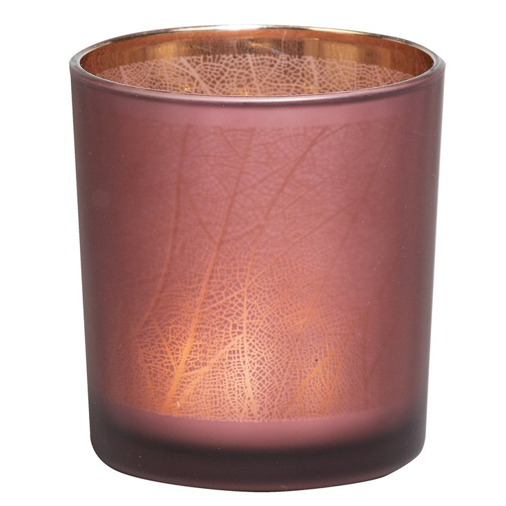 3" Russet Red Taro Leaf Glass Tea Light Candle Holders, Set of 6