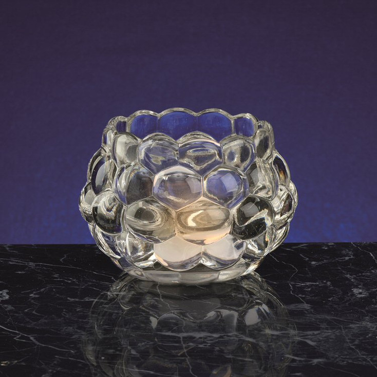 3.375" Grape Design Glass Votive Candle Holder