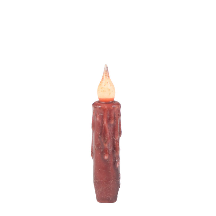 4-Inch Burgundy Battery Taper Candle with Timer, Pack of 6