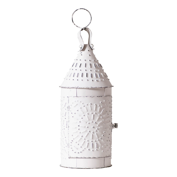 15-Inch Primitive Lantern in Rustic White