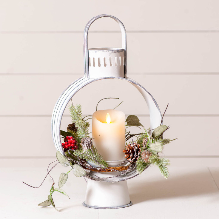 Open Lantern in Rustic White