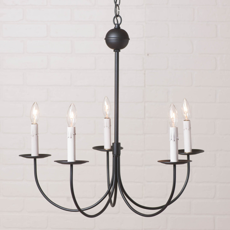 5-Arm Large Westford Chandelier in Rustic Black