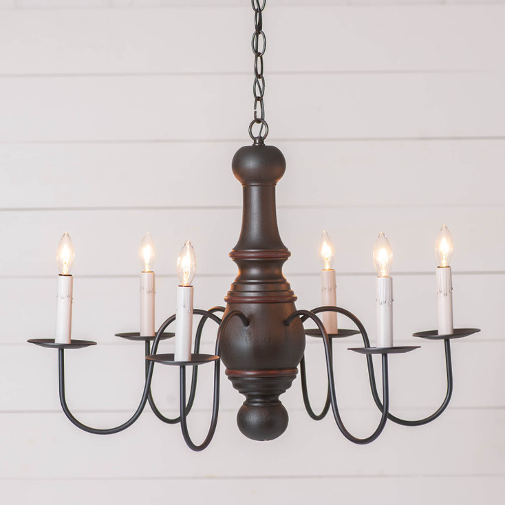 6-Arm Maple Glenn Wood Chandelier in Rustic Black