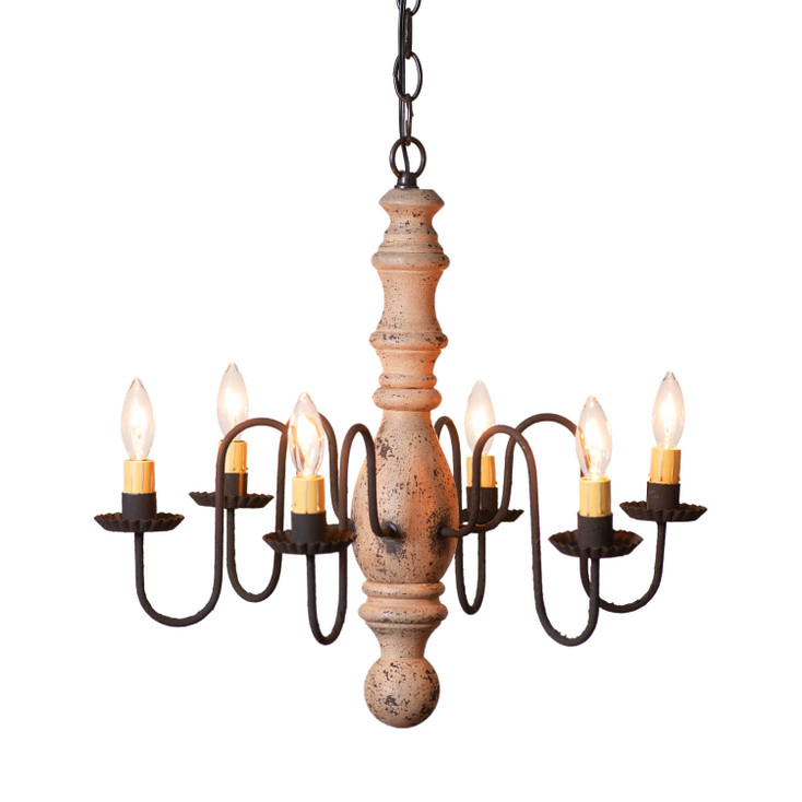 6-Arm Manassas Wood Chandelier in Hartford Buttermilk