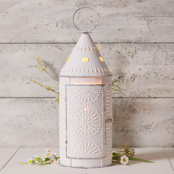 21-Inch Lantern in Rustic White