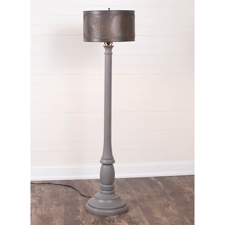 Brinton Floor Lamp in Earl Gray with Metal Drum Shade