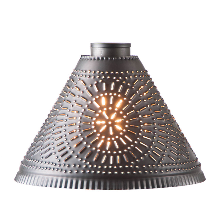 Large Franklin Light Lamp Shade with Chisel Design in Kettle Black