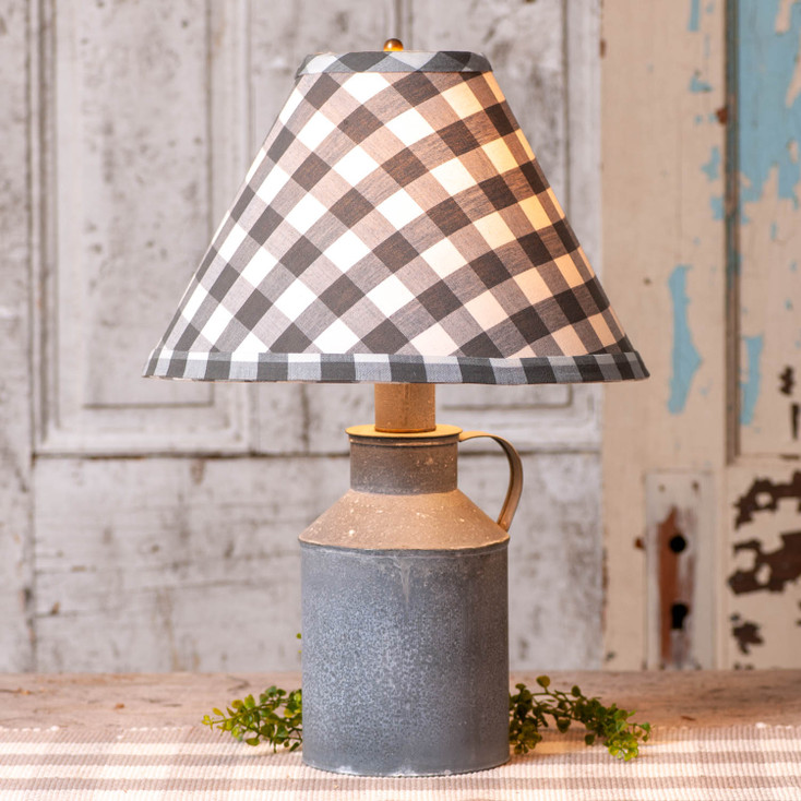 Jug Lamp Base with Gray Check Shade