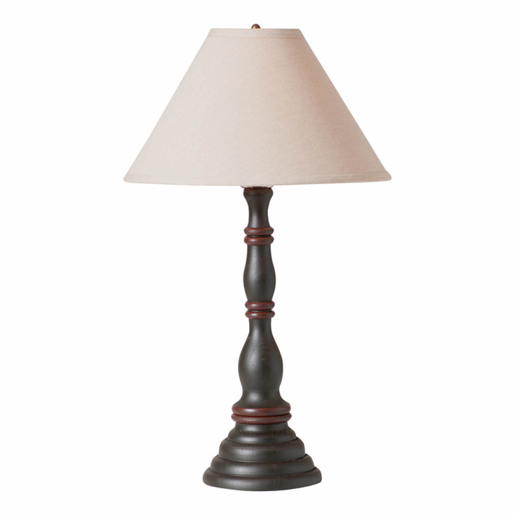 Davenport Wood Table Lamp in Rustic Black with Fabric Linen Shade