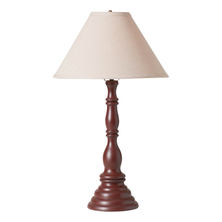 Davenport Wood Table Lamp in Rustic Red with Fabric Linen Shade