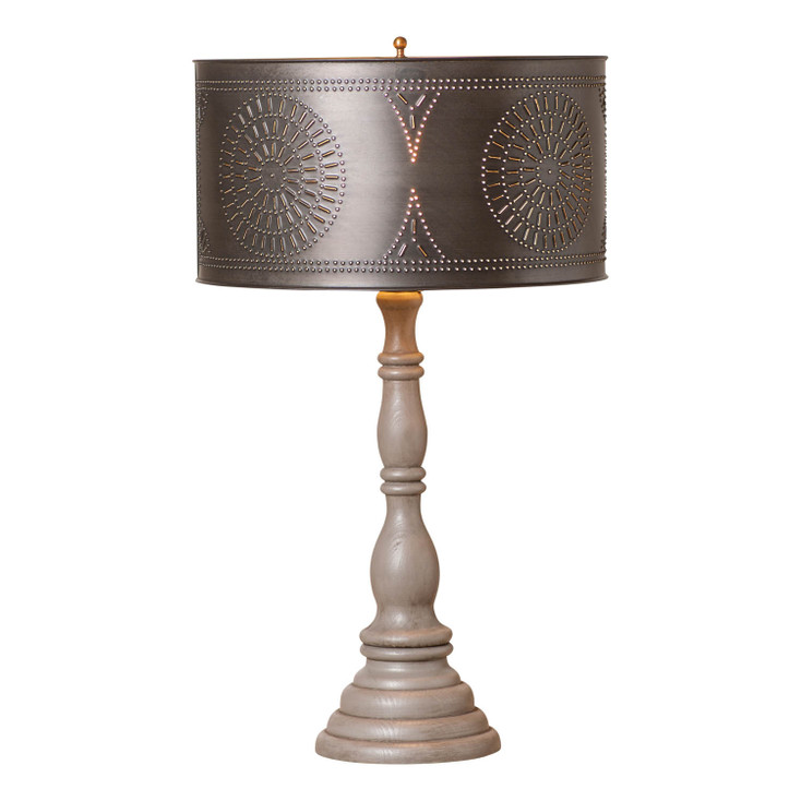 Davenport Wood Table Lamp in Earl Gray with Drum Shade