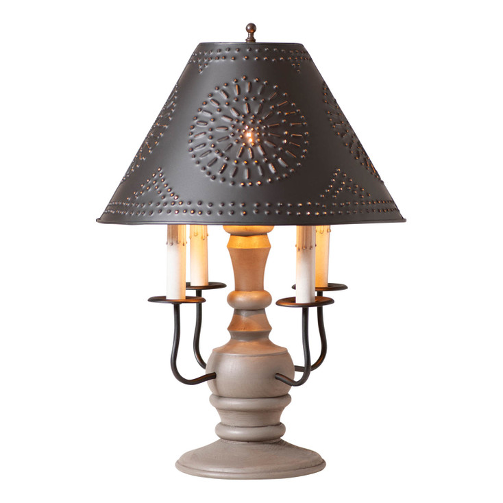 Cedar Creek Wood Table Lamp in Earl Gray with Smokey Black Metal Shade