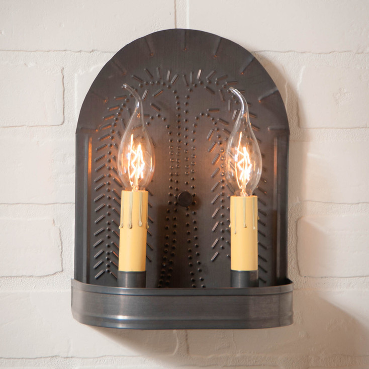 Double Sconce with Willow in Kettle Black