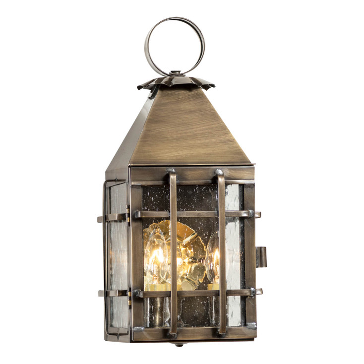 Barn Outdoor Wall Light in Solid Weathered Brass - 3 Light