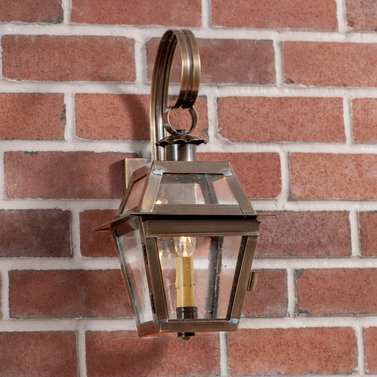 Jr. Town Crier Outdoor Wall Light in Solid Weathered Brass - 1 Light