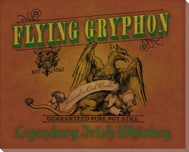 Flying Gryphon Whiskey Wrapped Canvas Giclee Print Wall Art