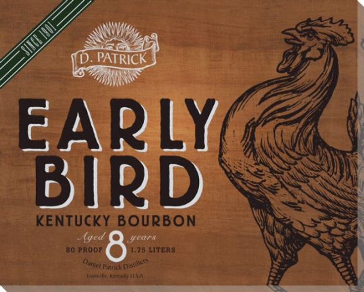 Early Bird Bourbon Whiskey Wrapped Canvas Giclee Print Wall Art