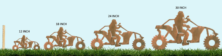 Bigfoot Sasquatch in UTV Side by Side Off-Road Vehicle Rust Metal Garden Stake Yard Art