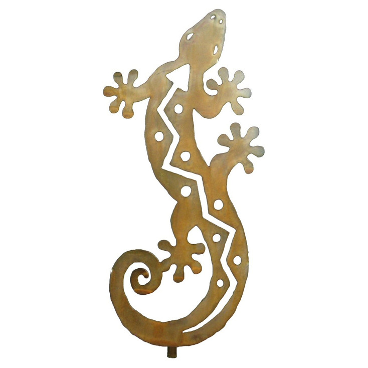 S Shaped Gecko Lizard Rust Metal Garden Stake Yard Art