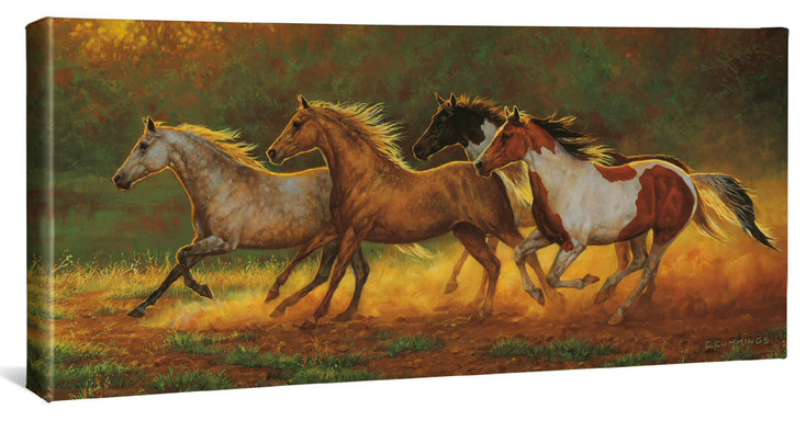26" Gold Dust Horses Gallery Wrapped Canvas Art Print Wall Art