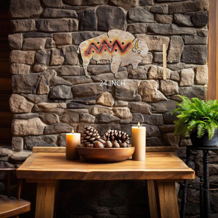 Bison/Buffalo Sunset Swirl Metal Wall Art